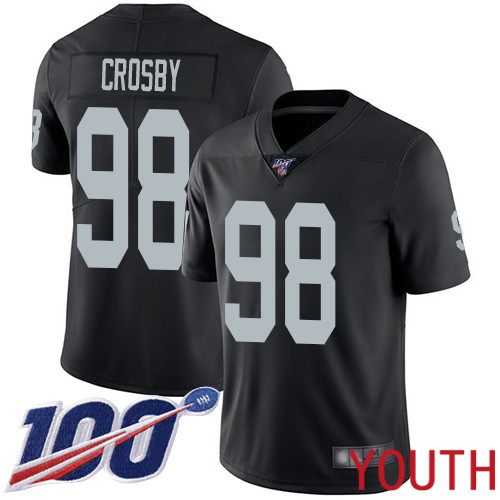 Oakland Raiders Limited Black Youth Maxx Crosby Home Jersey NFL Football 98 100th Season Vapor Jersey